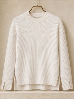 Abercrombie & Fitch Soft A&F Ribbed Mock Neck Sweater Cream XS